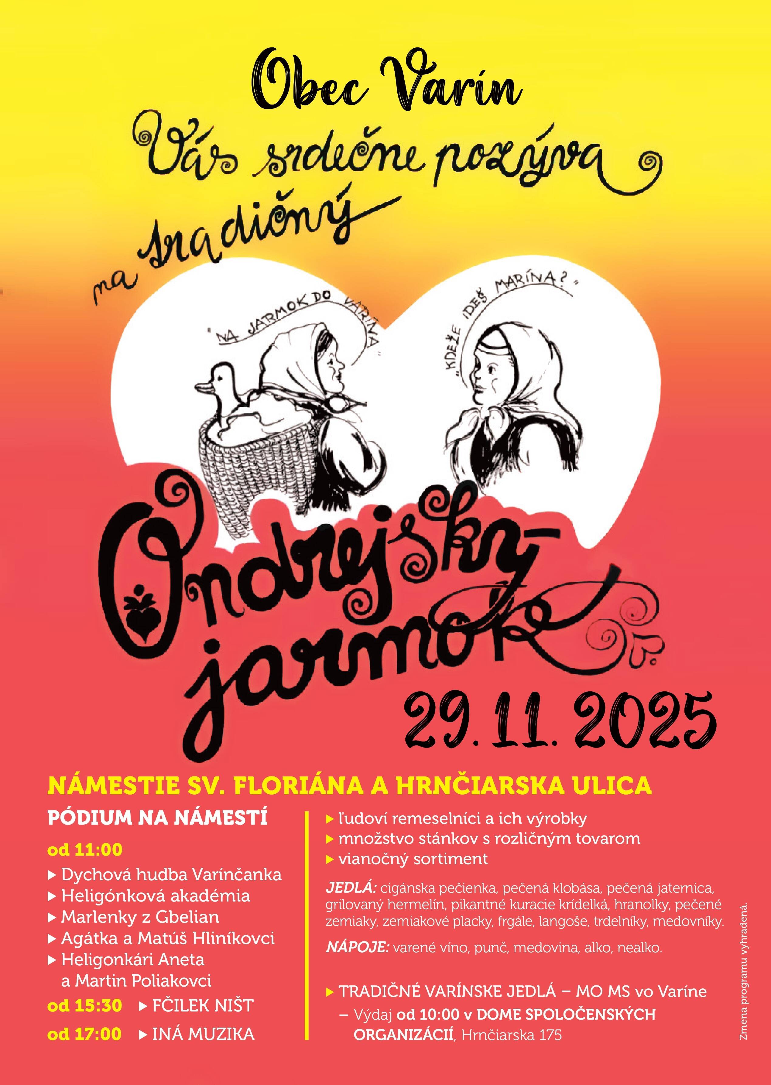 Ondrejsky jarmok Varin 2025